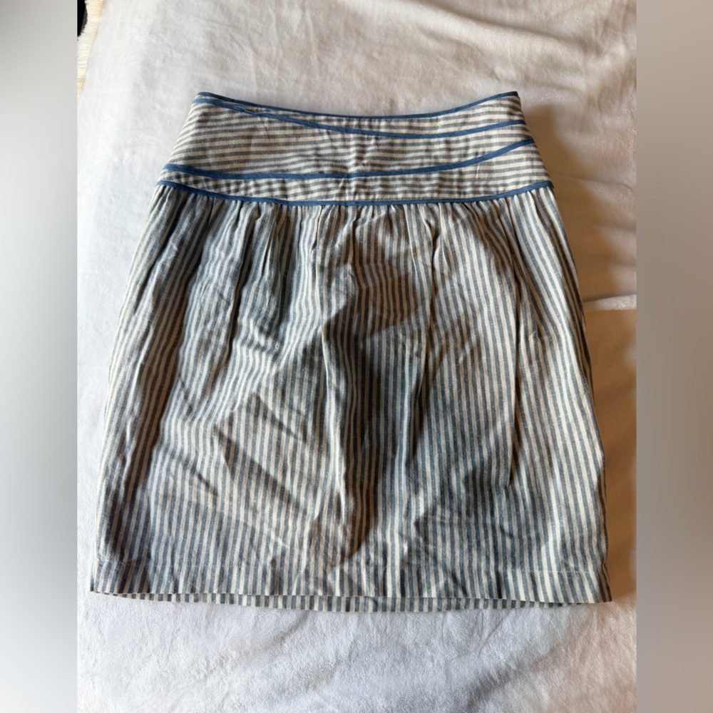 Hype Blue White Striped Cotton Skirt Size 8 Made in Italy Nautical